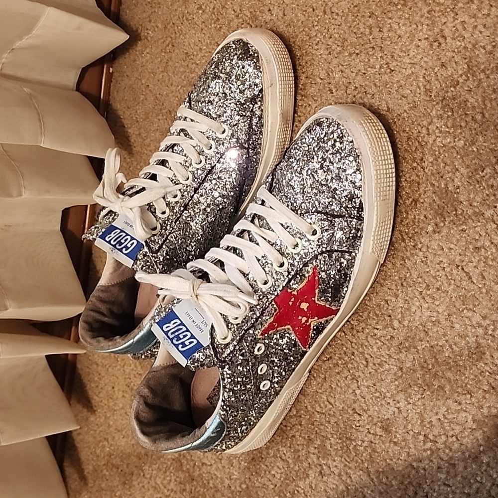 Golden Goose MAY Glitter Sylver Sneakers
